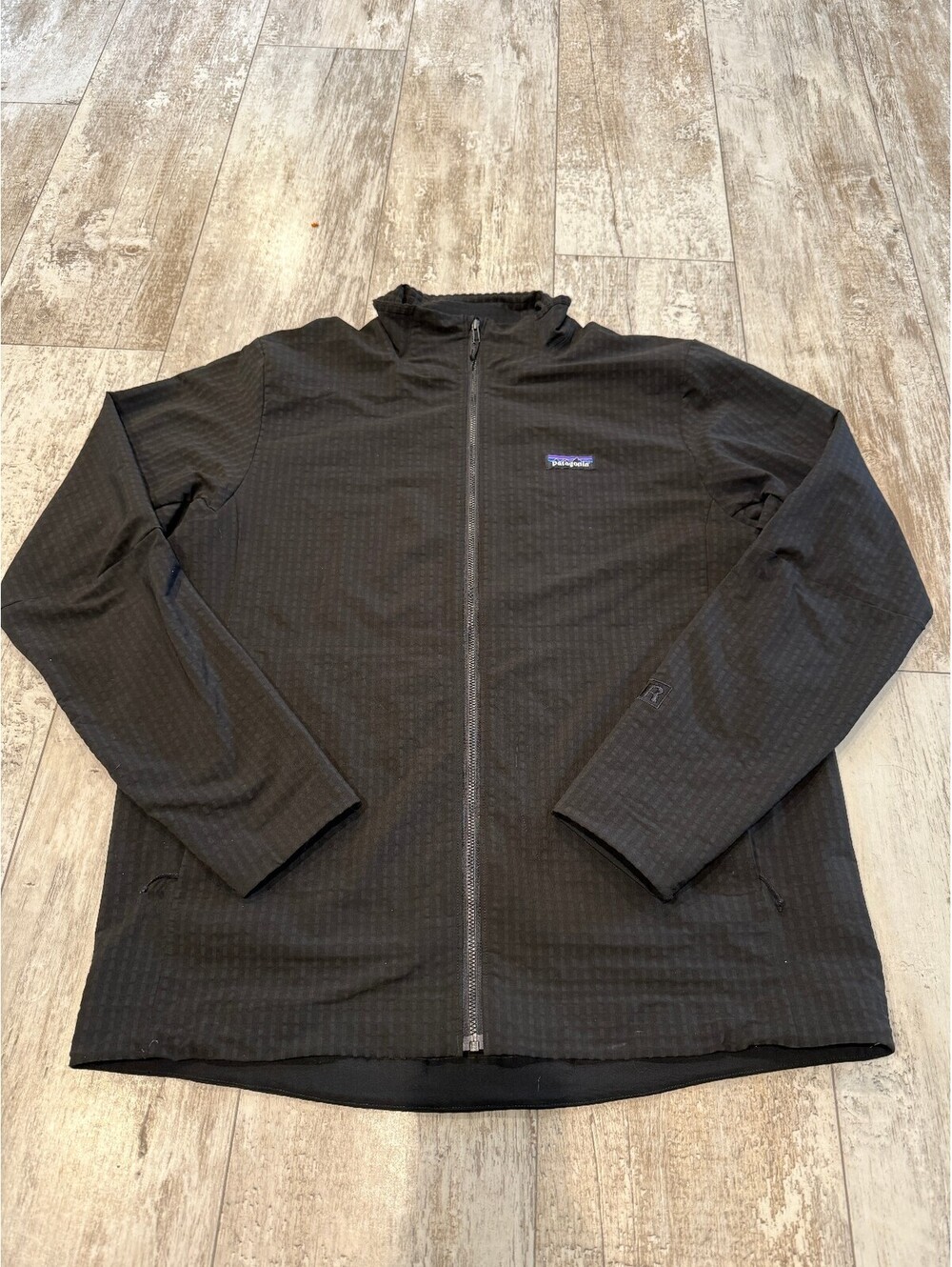 Patagonia R1 Mens L Black Full Zip Grid Fleece Jacket Outdoor